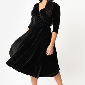 Unique vintage velvet wrap dress